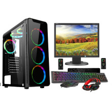 (6 Fans RGB, RTX3060 12GB) Gaming PC Bundle Intel Core i7 16GB Ram 1TB+128GB SSD RTX3060 12GB - 22" Monitor Full setup Light Speakers