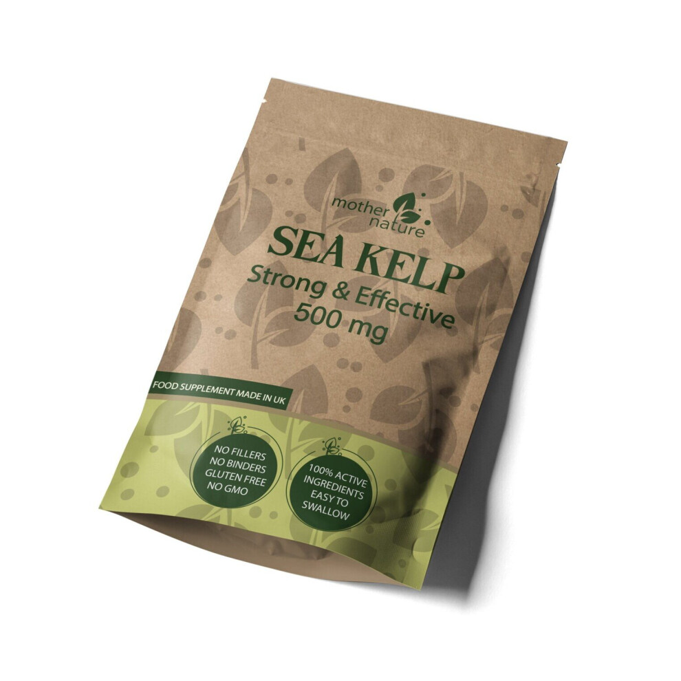 (120 Capsules) Sea Kelp Capsules 500mg High Potency 10:1 clean Natural Extract Supplement Atlantic Sea Kelp Powder