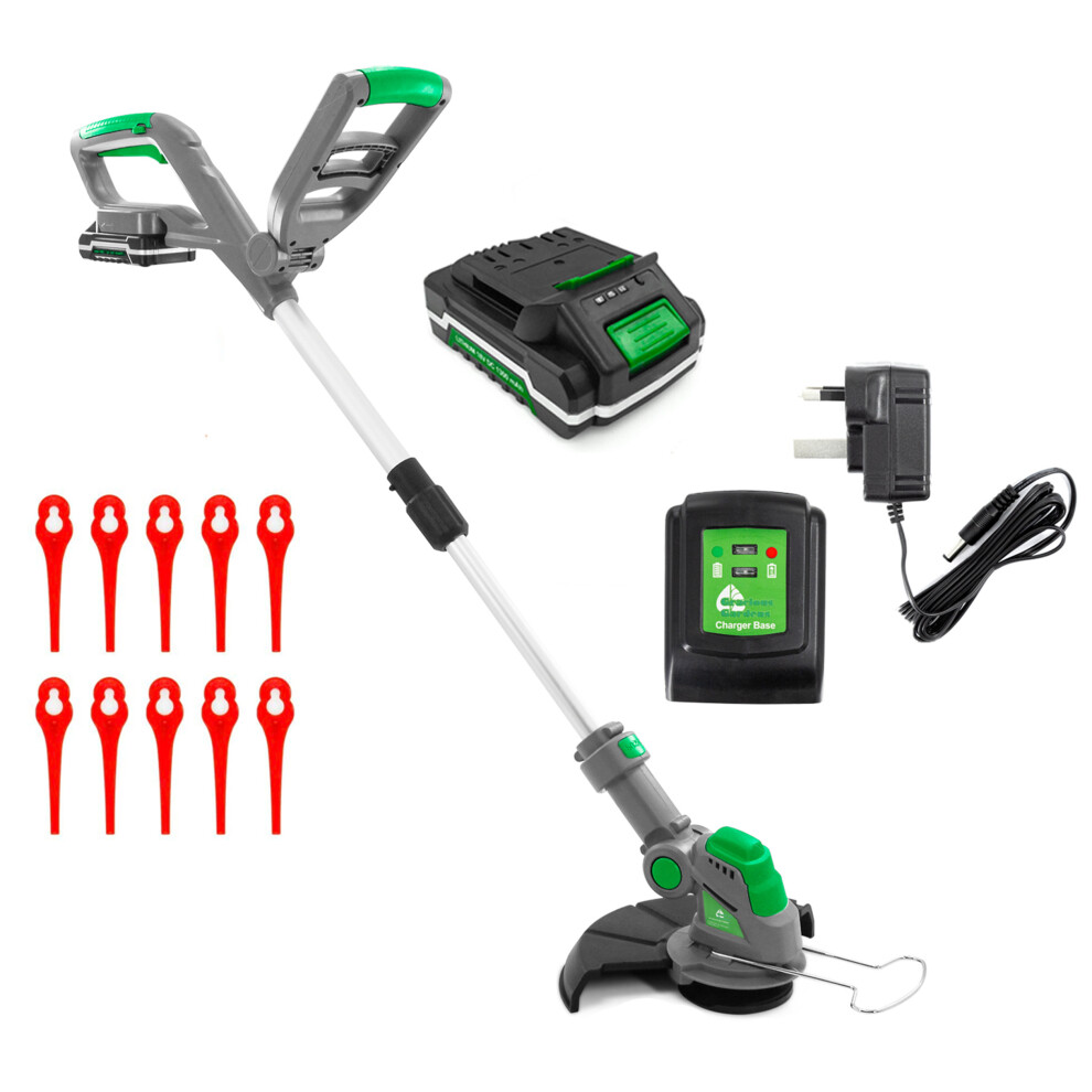 Gracious Gardens Grass Strimmer 18V Cordless 1 x Battery & 10 x Blades