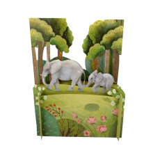 Baby Elephant Calf & Mother Any Occasion 3D Pop Up Greeting Card By Alljoy Cards