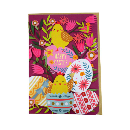 Paper Cut Art Happy Easter Chick Hatching Easter Greeting Card By Alljoy Cards