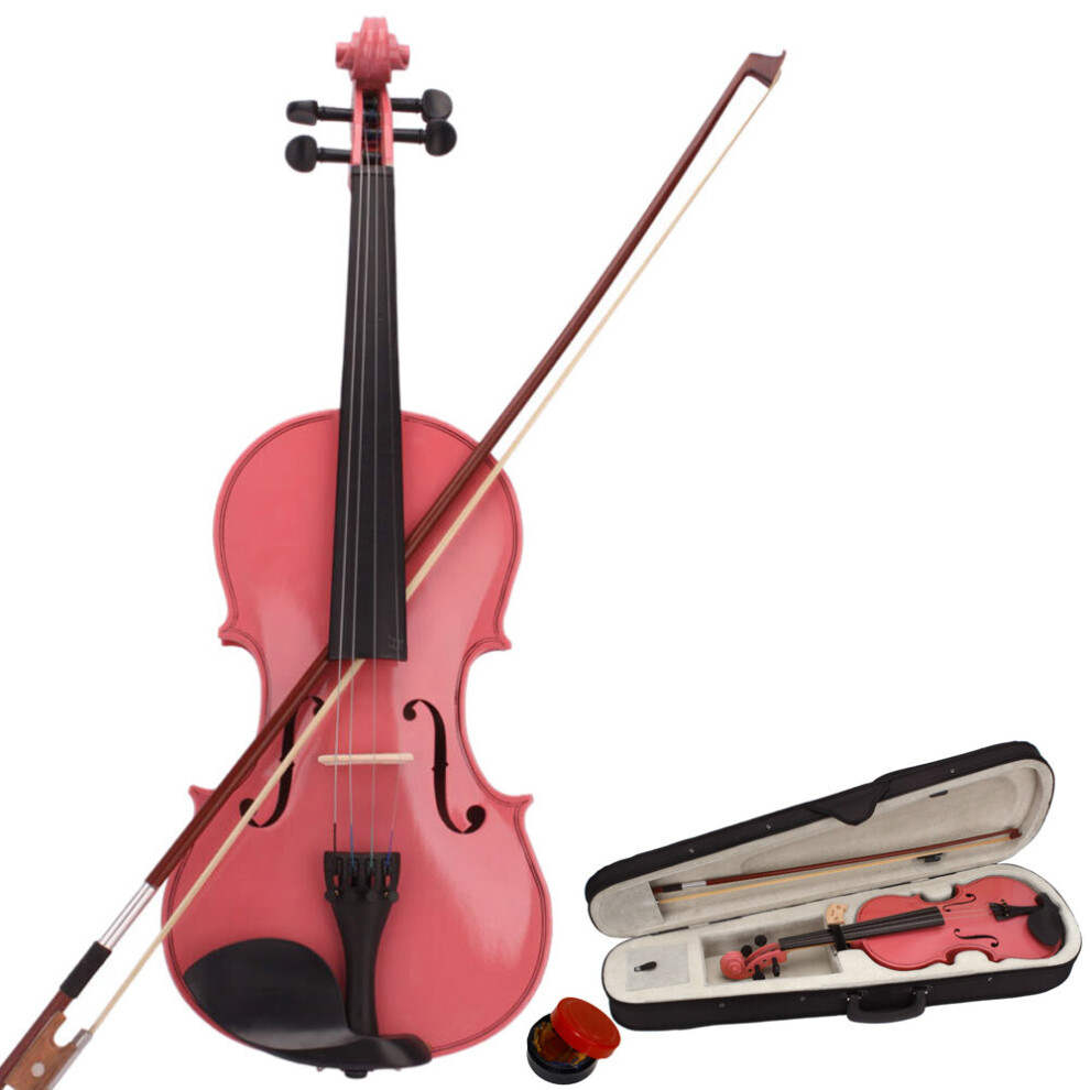 4/4 Full Size Acoustic Violin Set with Carry Case+Bow+Rosin Pink