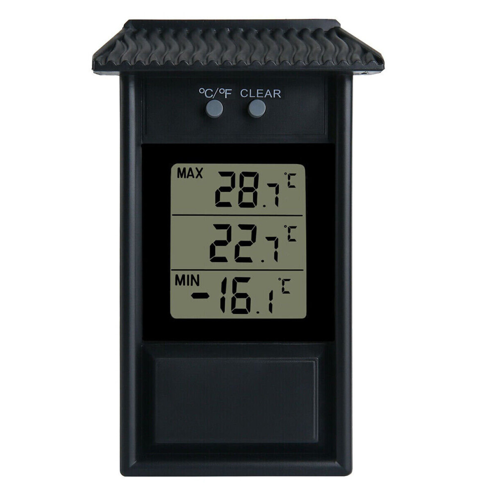 (  Black) Digital Thermometer Display Max Min Greenhouse Garden Outdoor