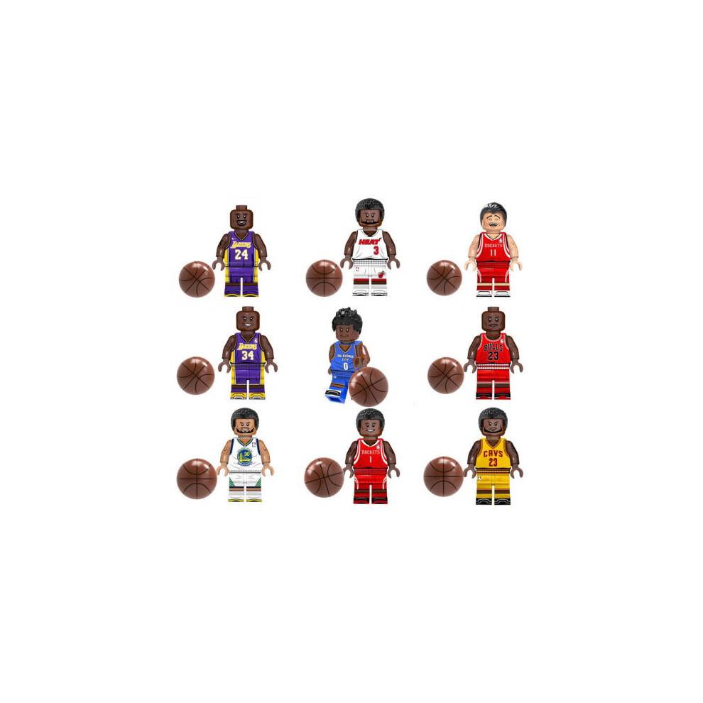 9Pcs NBA All-Star Kobe James Curry Mini Building Blocks Toy Fit Lego