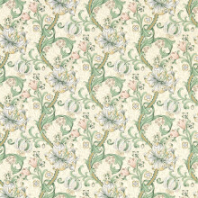 William Morris Golden Lily Wallpaper Linen Beige/Blush W0174/01 - Timeless Arts & Crafts Pattern, Paste-the-Wall