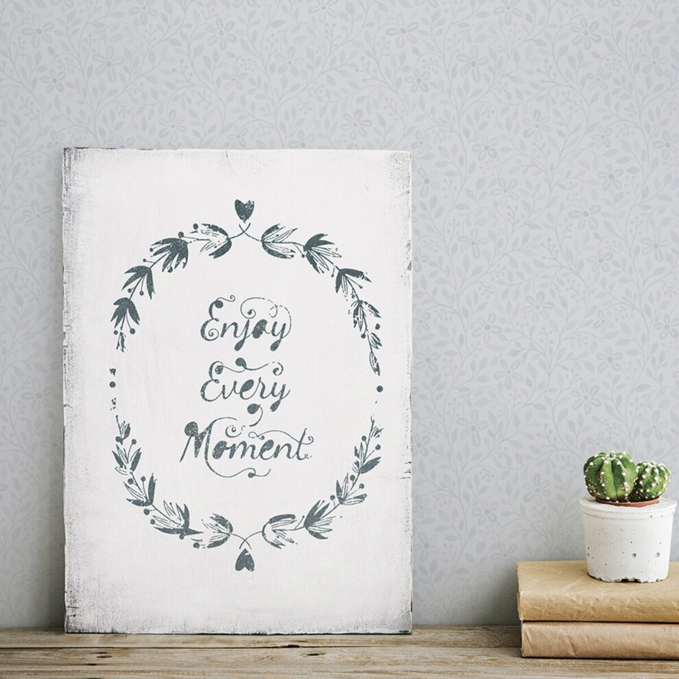 Blomstermala Pretty Trail Wallpaper Grey Galerie 51030 5415058036409