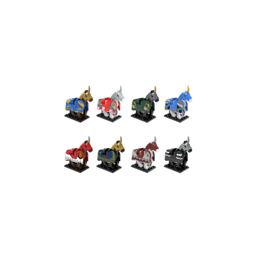 8PCS Medieval Ancient War Horse Army Cavalry Jazz Riding Assembly Toy Building Blocks Figure Fit Lego