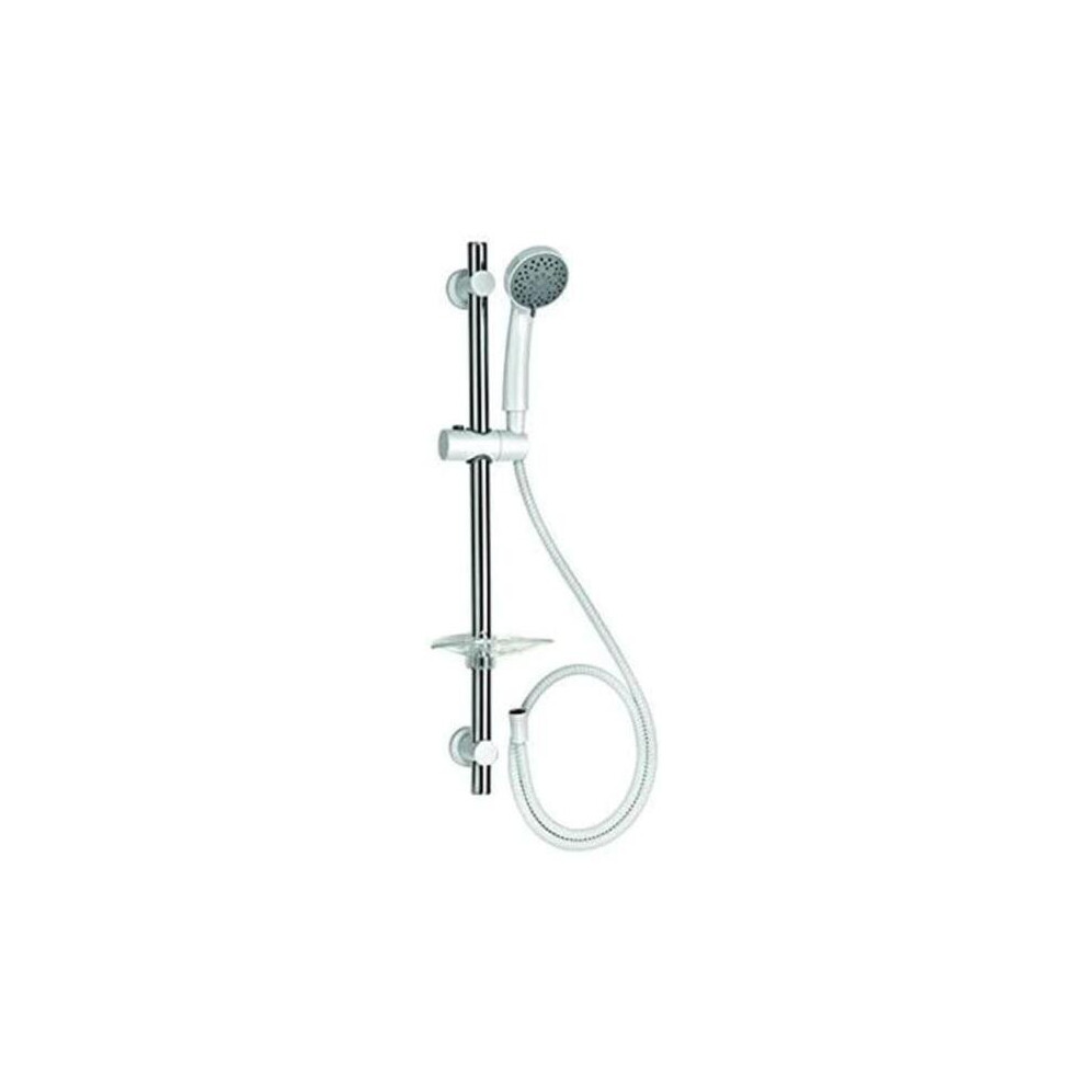 Croydex Three Function Shower Set includes Handset Hose Riser Rail White Chrome