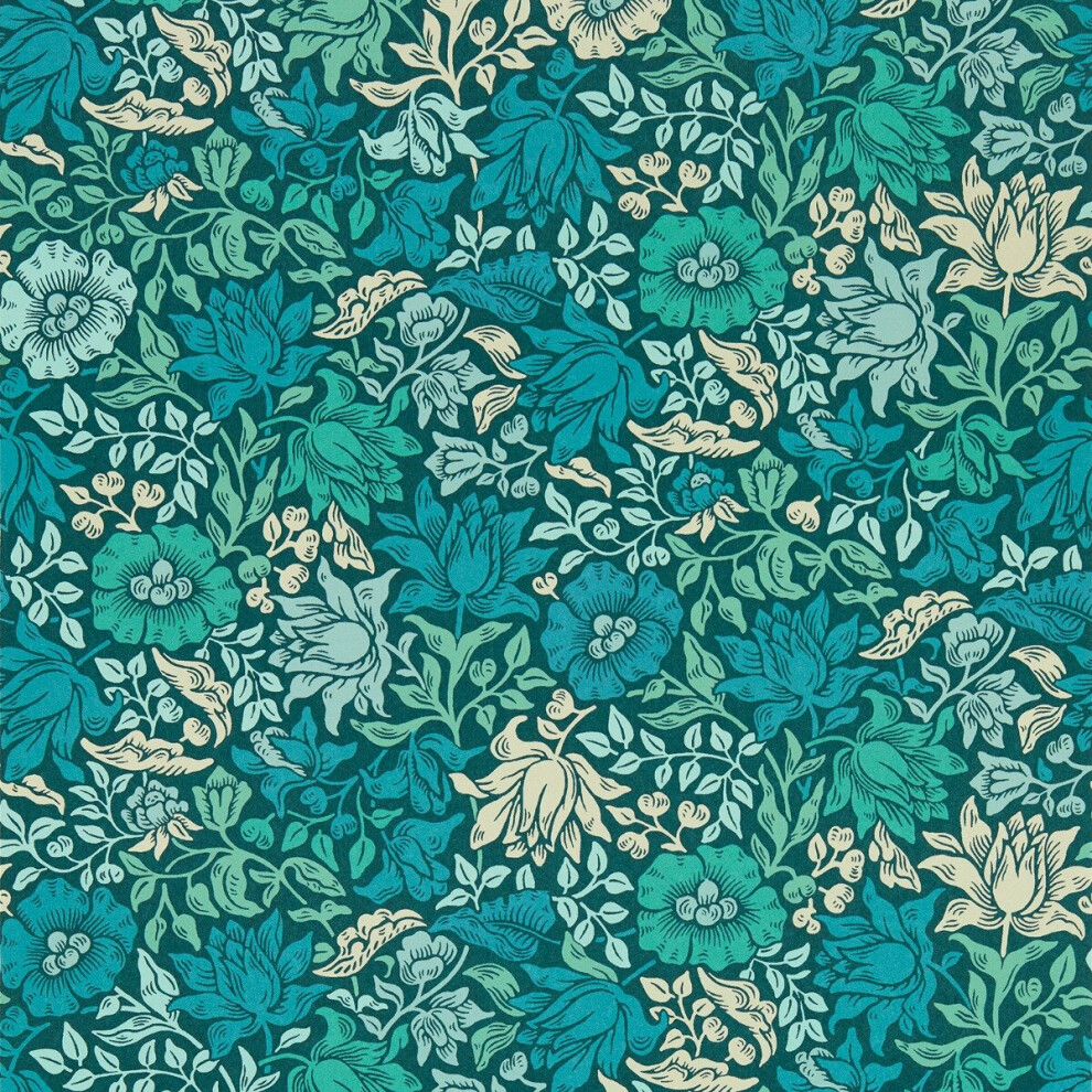 William Morris Mallow Wallpaper Teal W0173/02 5060040048283