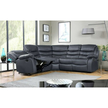 (Grey) Roma Recliner Leather Corner Sofa