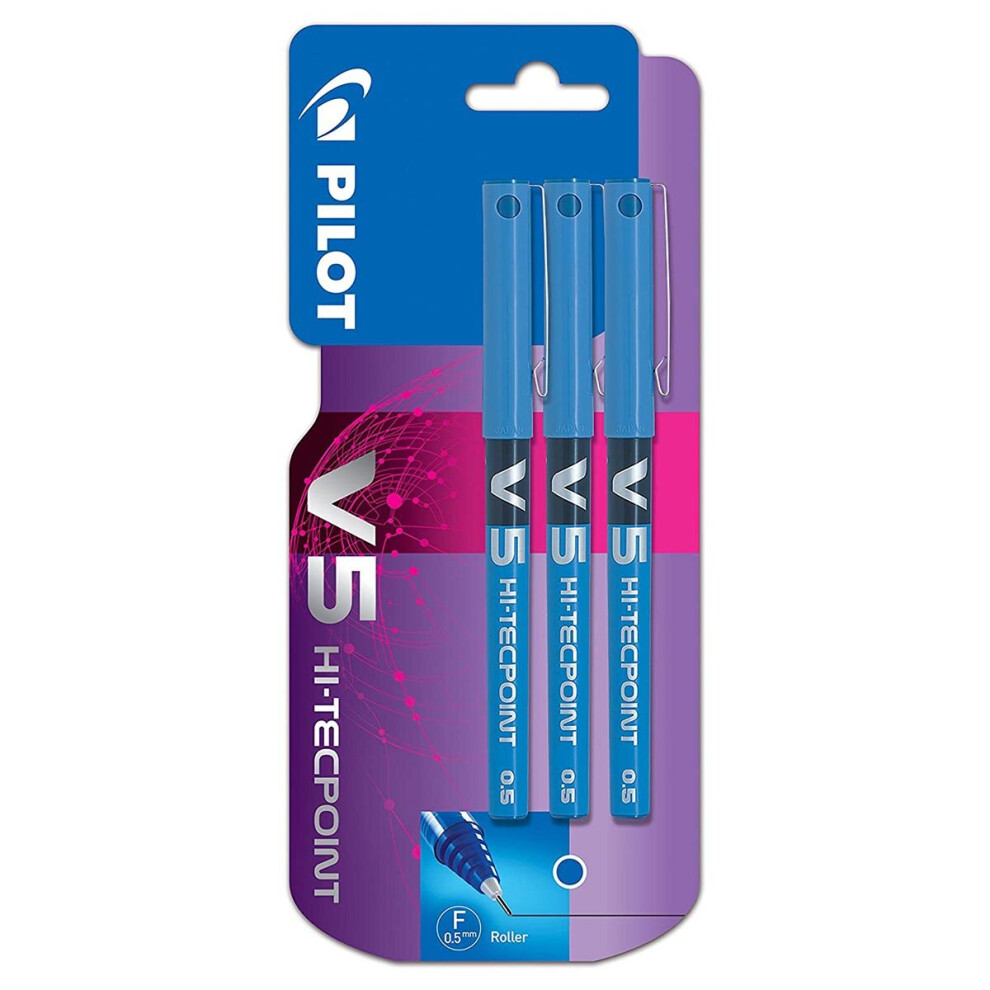 Pilot V5 Liquid Ink Rollerball Fine Line Triple Blister