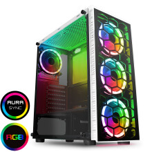 Gaming PC Tower, Intel Core i5-6400 6th Gen, Nvidia GTX1660 6GB GPU, 16 GB DDR4, 256 GB SSD+1TB HDD, Windows 10, WiFi, RGB Gaming White Raider - Refurbished