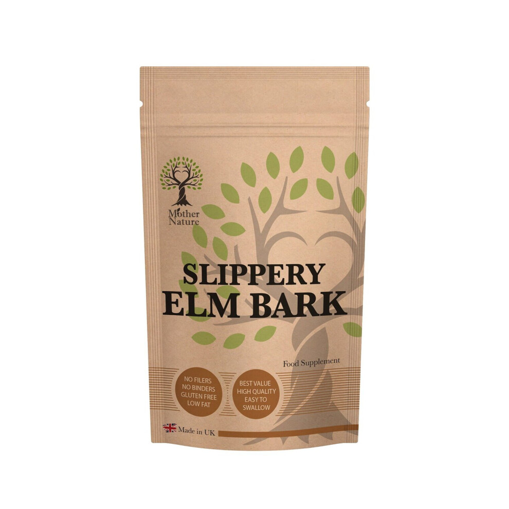 (120 Capsules) Slippery Elm Bark 550mg Capsules High Potency Natural Supplement Slippery Elm Powder Vegan