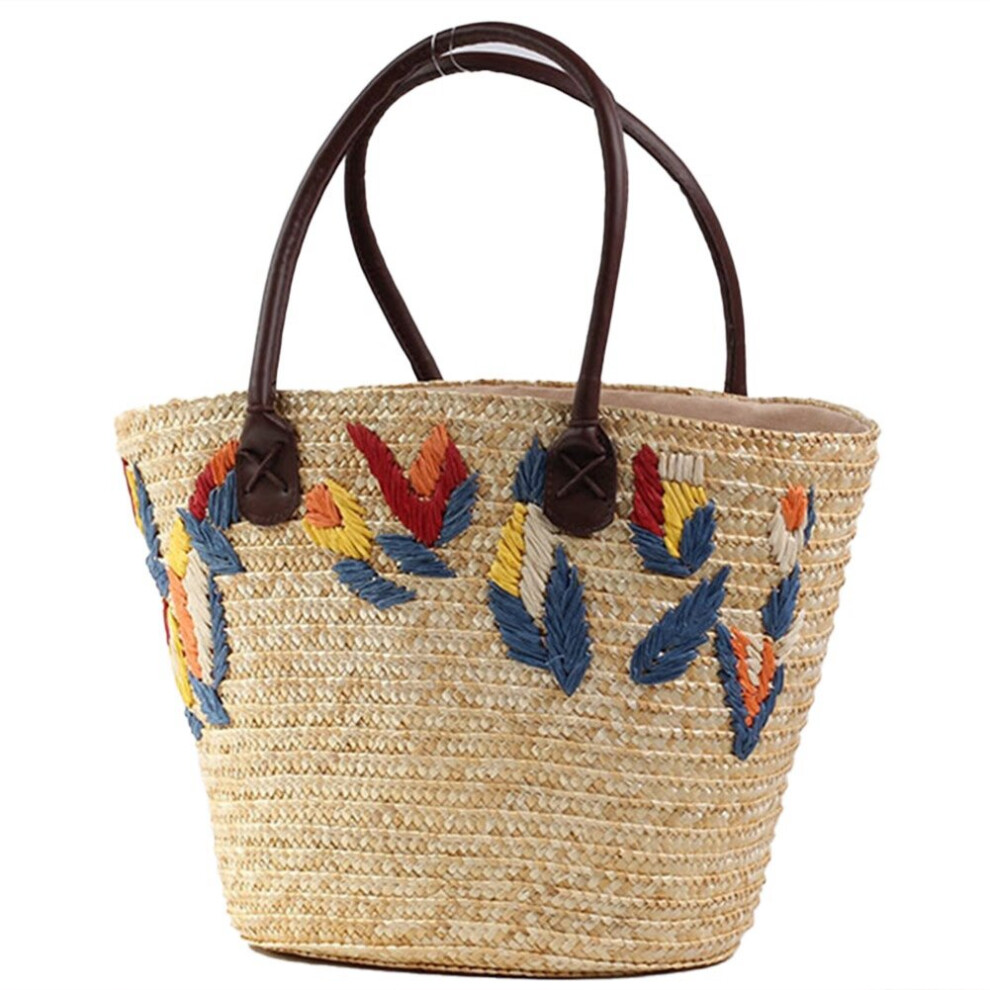 Sac à bandoulière pour femme pour l'été, sac en paille tissé, sac de plage de vacances, nouveau, simple, brodé, capacité