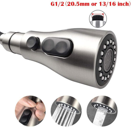 Kitchen Sink Pull Down Faucet Spray Head Nozzle Pull Out Hose Sprayer Replacement Part Faucet Head - Brushed Nickel 1