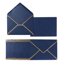 Lot de 100 enveloppes A7 5 x 7, enveloppes à rabat en V avec bordures dorées pour cartes-cadeaux, invitations (bleu foncé)