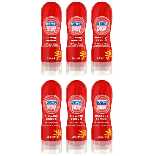 Durex Play Sensual Massage 2in1 Lube, Ylang Ylang 6 x 200ml EXPIRY