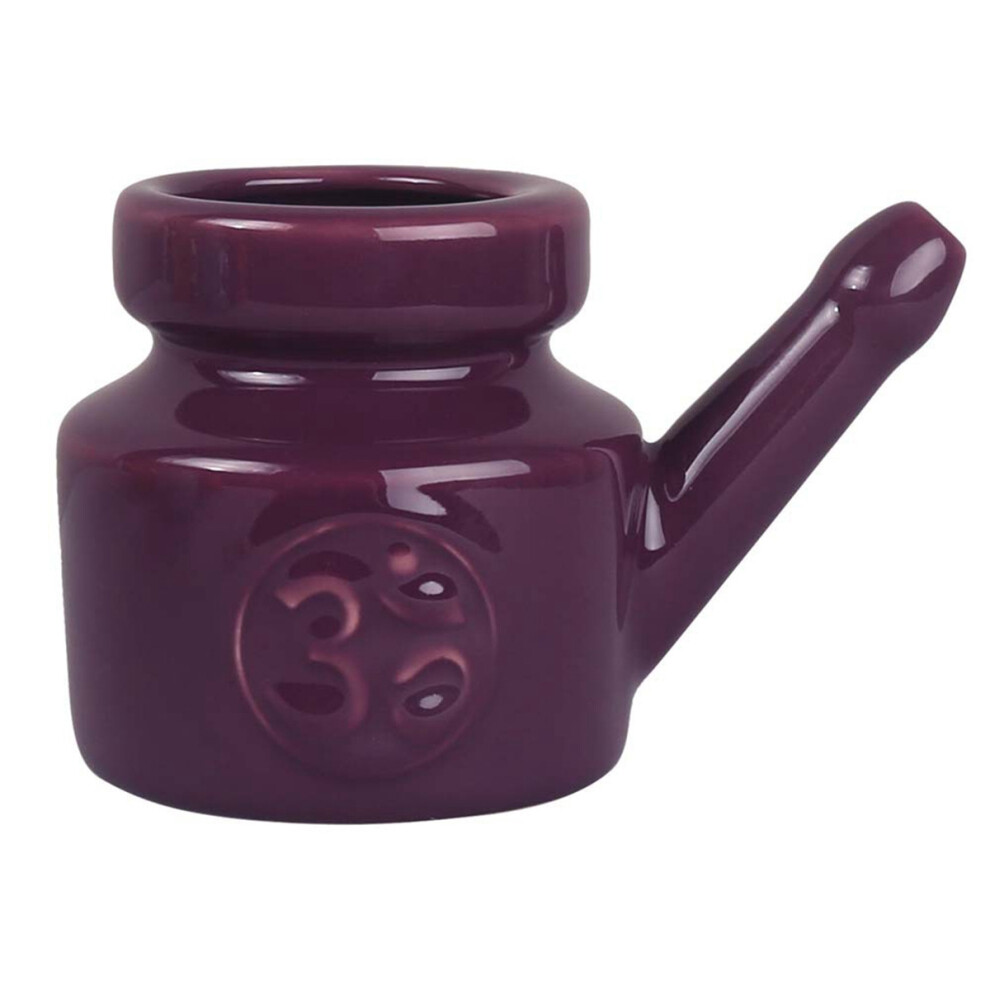 350Ml Ceramic Neti Pot Nose Cleaning Pot Durable Leakproof Spout Pot for Nasal Rinsing Nose Washing Men Women,Purple