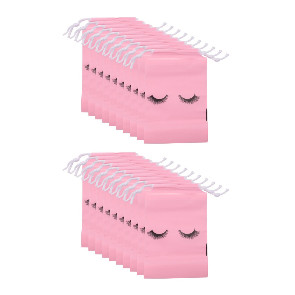 Tlily Pink 50 Pieces Eyelash Aftercare Bags Plastic Makeup Bags Toiletry Makeup Pouch Cosmetic Travel With Drawstring ,M