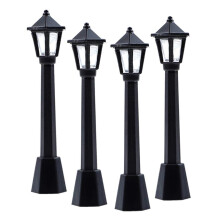 4Pcs Street Post Lights Model Railway Lamp Post Lights Miniature Village Pathway Lantern Post for DIY