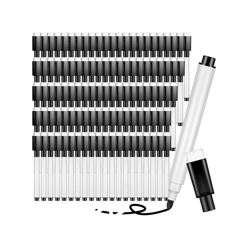Tlily 100 Pieces Magnetic Dry Erase Markers Whiteboard Dry Erase Markers With Rubber Cap Fine Tip Dry Erase Markers Black