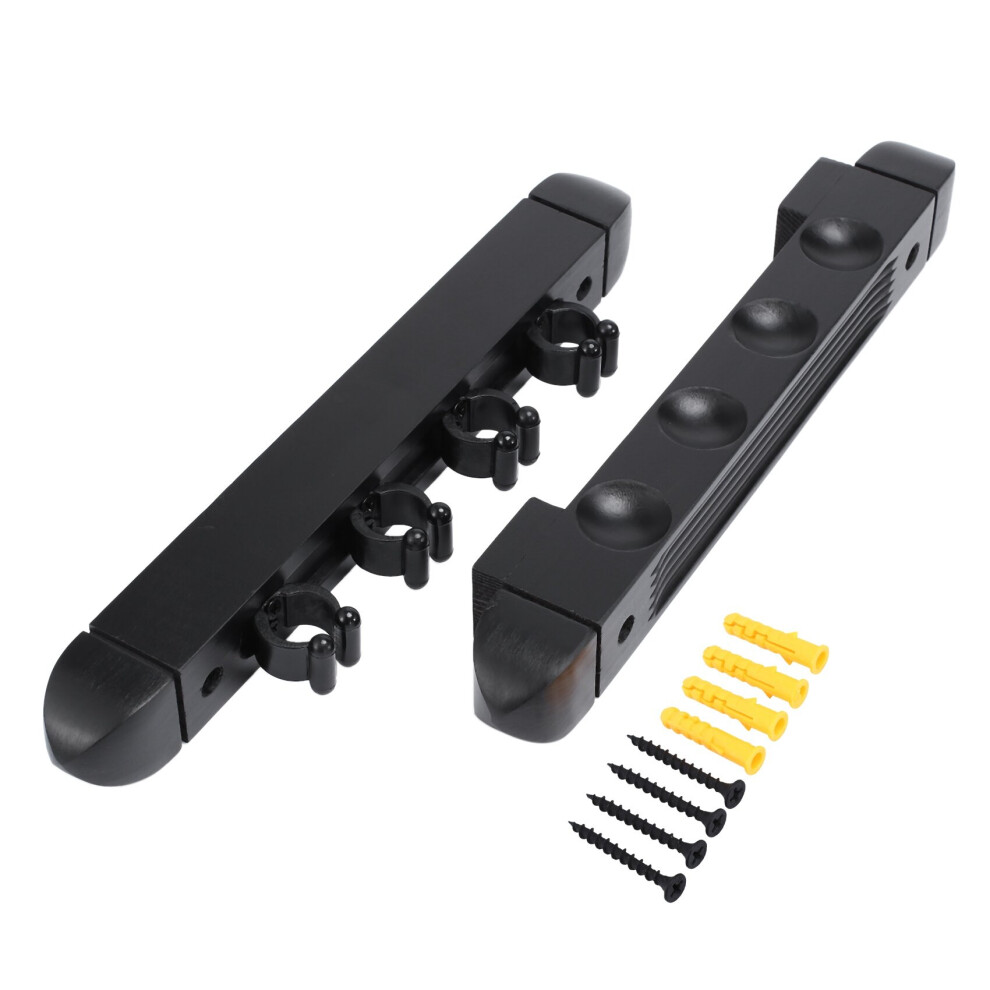 4 Holes Hardwood Billiard Cue Rack Pool Cue Rack 6 Clips Billiard Holder Bracket Accessories