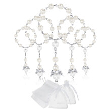 Lot de 30 mini chapelets en acrylique pour baptême, avec sachets en organza, pour la première communion, le baptême, les cadeaux de fête