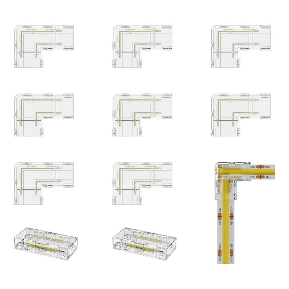 8Mm Cob Connector 8Pc L-Shaped/Corner Connector,2Pc Gapless For Cob Lights,Not For 10Mm Tape Lights 4761339375998