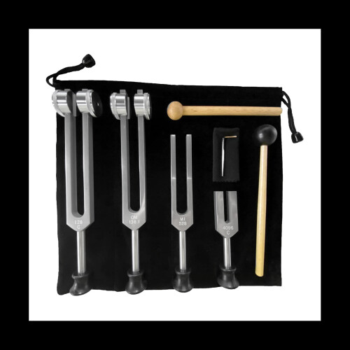 4Pcs Tuning Fork Set (4096C, MI528, 128C, OM136.1) for Solfeggio,for Chakra,Sound Therapy,Reliever Stress 1