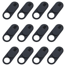 Lot de 12 coques de protection ultra-minces pour webcam pour ordinateur portable, PC, ordinateur, Pro - Noir