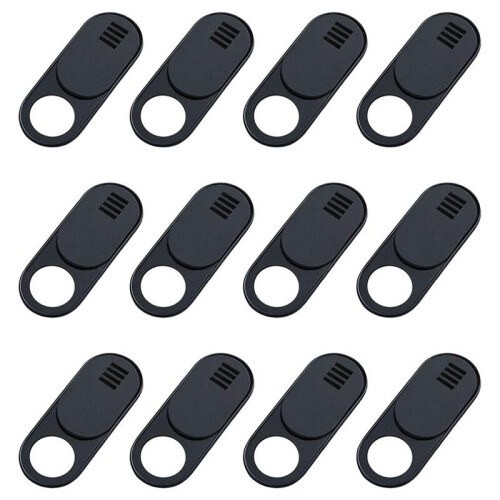 , 12-Pack Ultra Thin Design Web Camera Cover Slide for Laptop, PC, , , Computer, , Pro- Black
