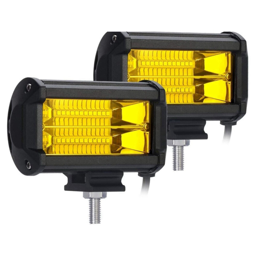 2X 5 Inch 72W Led Work Lights Waterproof Off Road Pod Fog Lights For Trucks Atv Utv Boat Golf Cart Yellow 4761339342457
