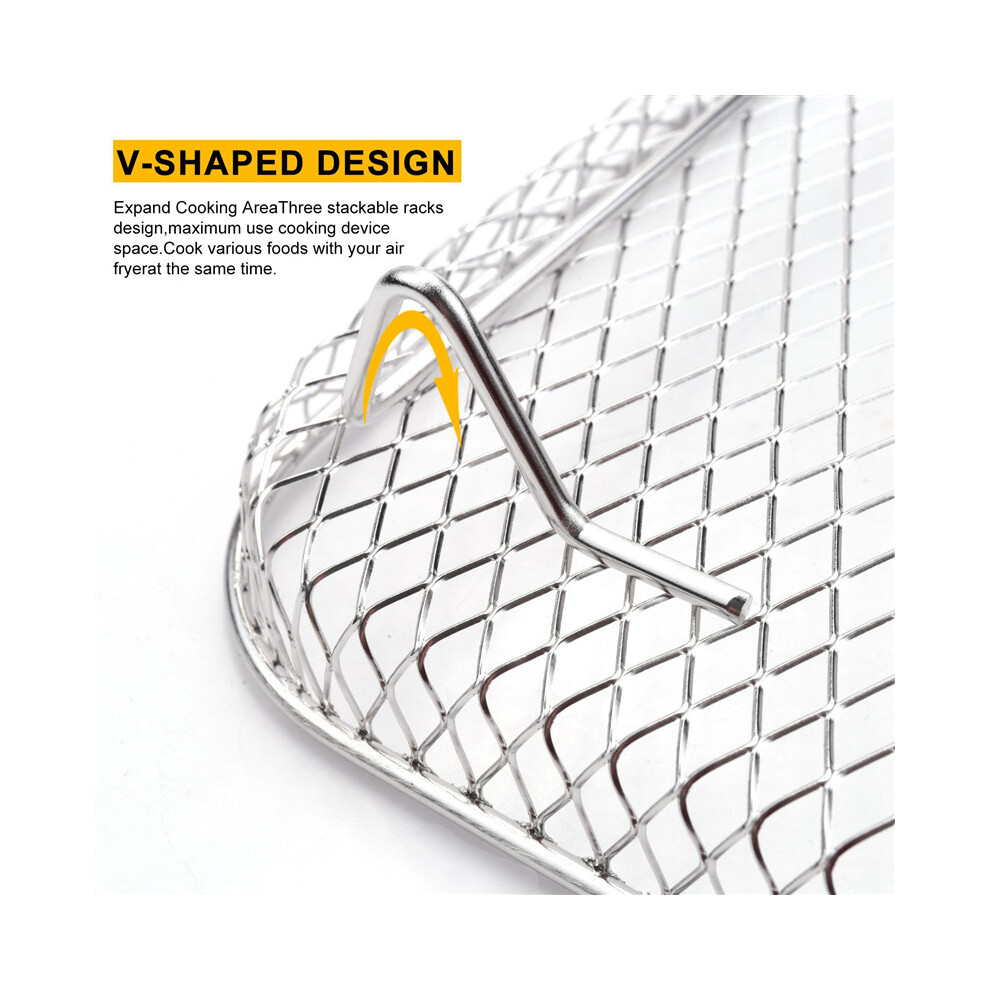 Étagère carrée de 8 pouces, trois étagères empilables, étagère de déshydrateur multicouche en acier inoxydable, accessoires