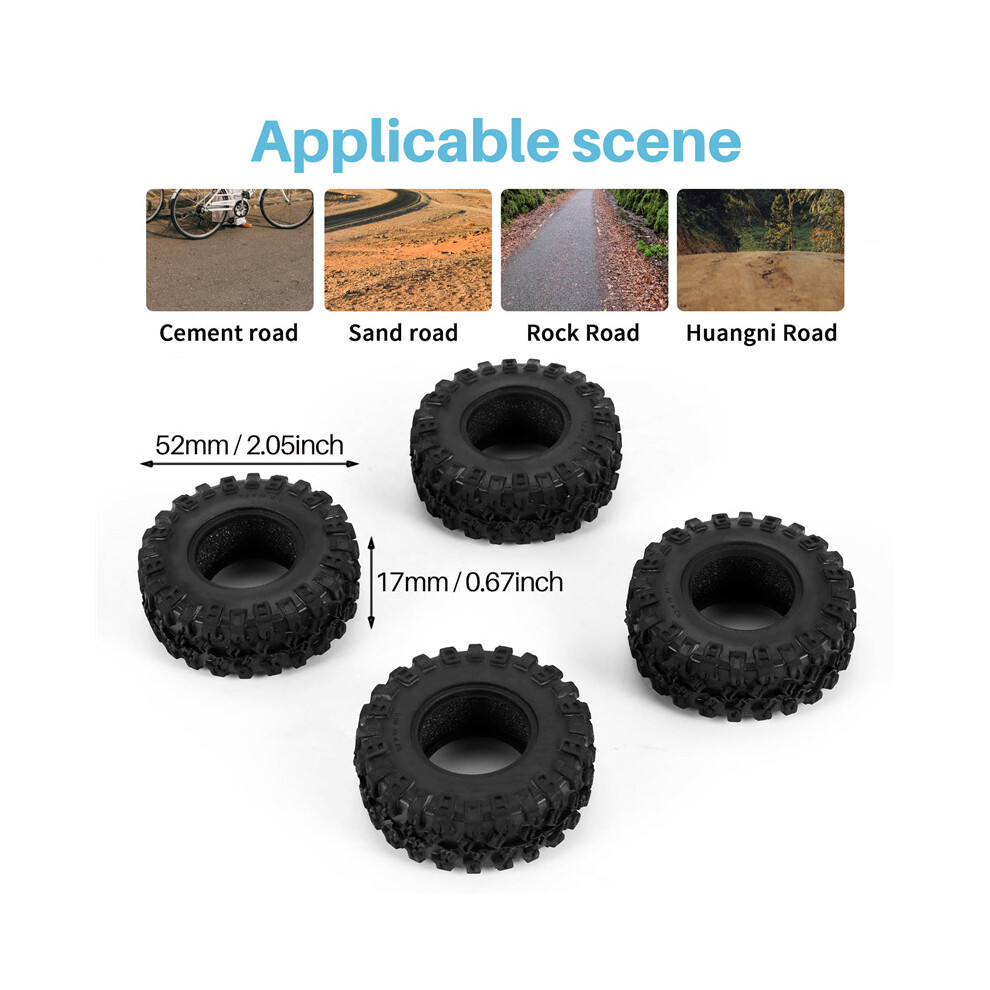 4Pcs 52X17mm 1.0 Inch Soft Tires Tyre For 1/24 Rc Crawler Car Axial Scx24 90081 Axi00002 Upgrade Parts 4761339351749