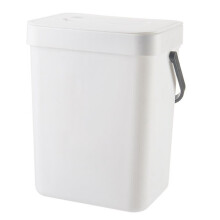 1.3 Gallon Kitchen Compost Bin Trash Can with Lid Under Sink Food Waste Bin Small and Light Bathroom Trash Can White