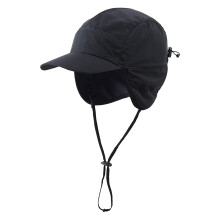 Waterproof Winter Earflap Baseball Hat - Warm Fleece-Lined, Windproof, Adjustable Back, Black