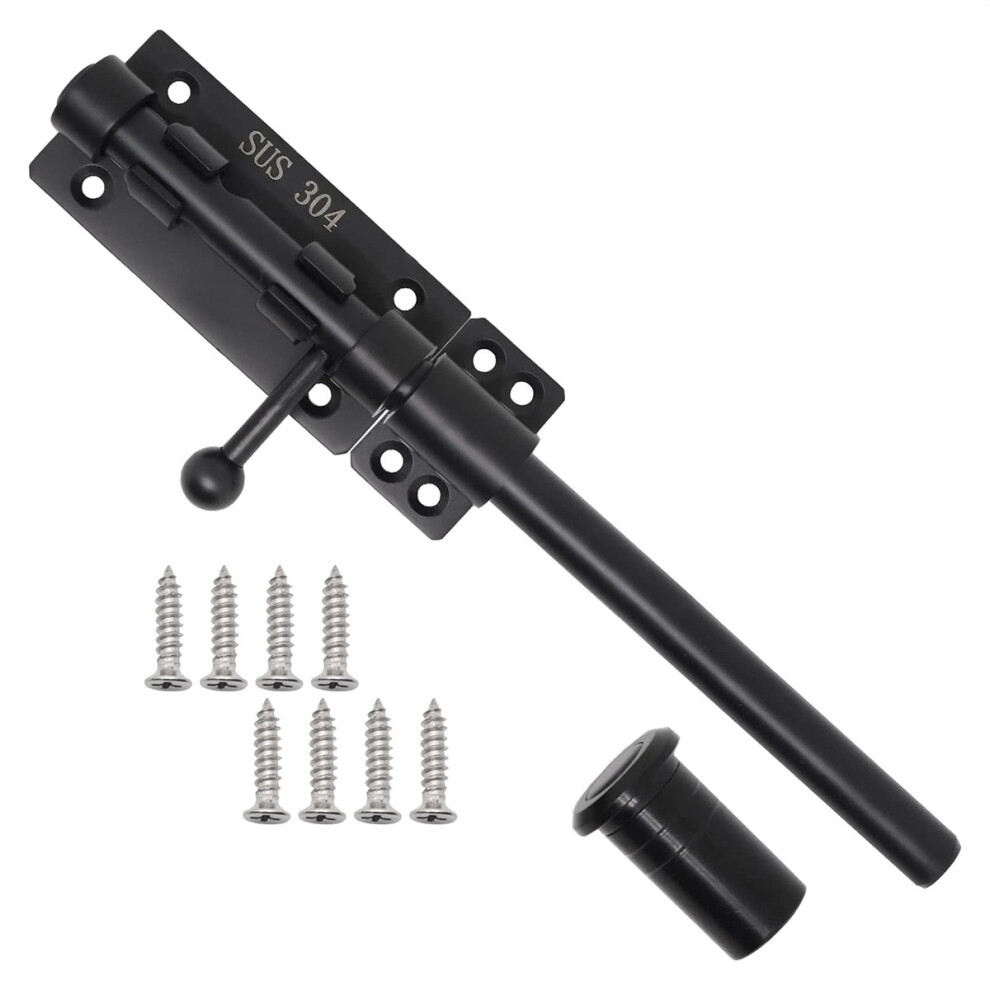 Heavy Duty Slide Bolt Gate Latch With A Padlock, Horizontal Bolt Latch Floor Latch Hardware And Lockable (Black,10 Inch) 4761339369690