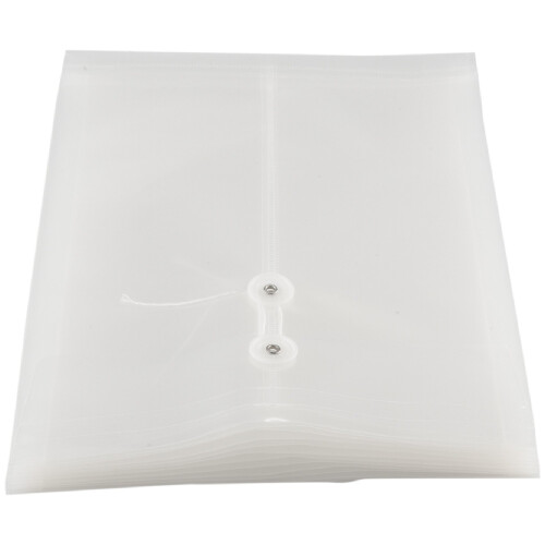 12 Pack Clear Plastic Envelopes Envelopes Expandable Files Document Folders with Button & String Tie Closure A4 1