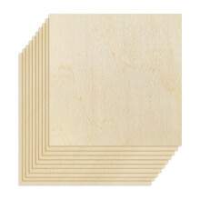 10 Stück 20x20x0,2 cm Linde Blätter unvollendetes Holzbrett, Rechteck blankes Holz, hölzerne Ausschnitte für Handwerke