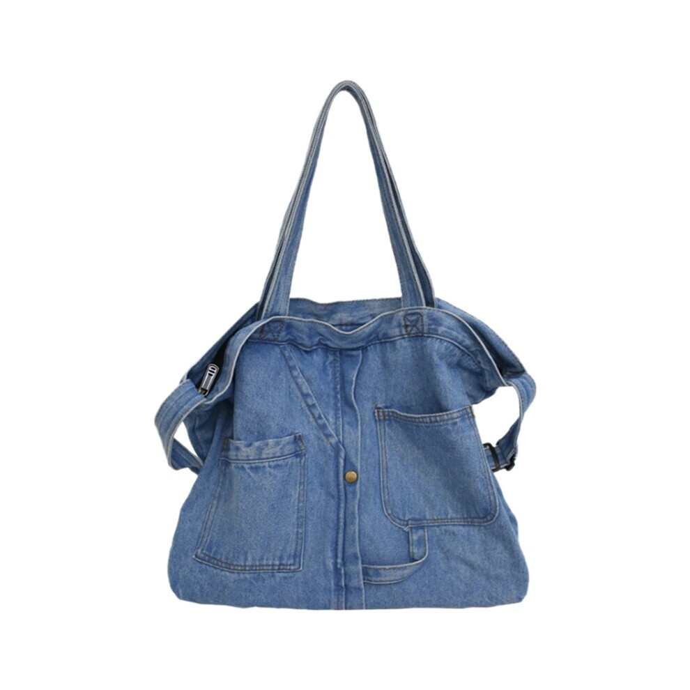 Nouveau sac messager à bandoulière en filet rouge décontracté sauvage sac de shopping portable sac fourre-tout en toile sac femme bleu clair