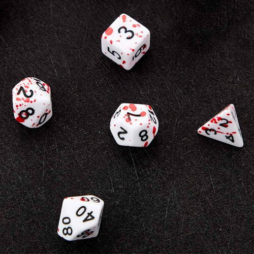 Ensemble de 14 dés polyédriques à éclaboussures de sang pour jeux de rôle DND 2