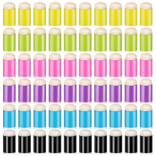 Bowitzki Finger Sponge Daubers Foam With Box Face Paint Sponges Painting Craft Set Finger Paint Drawing Chalk Fingers Painting (25 Pieces