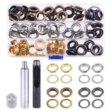 Lot de 63 illets épais de 1/2 pouce avec ensemble d'outils d'installation, ensemble d'illets robustes en métal 4 couleurs