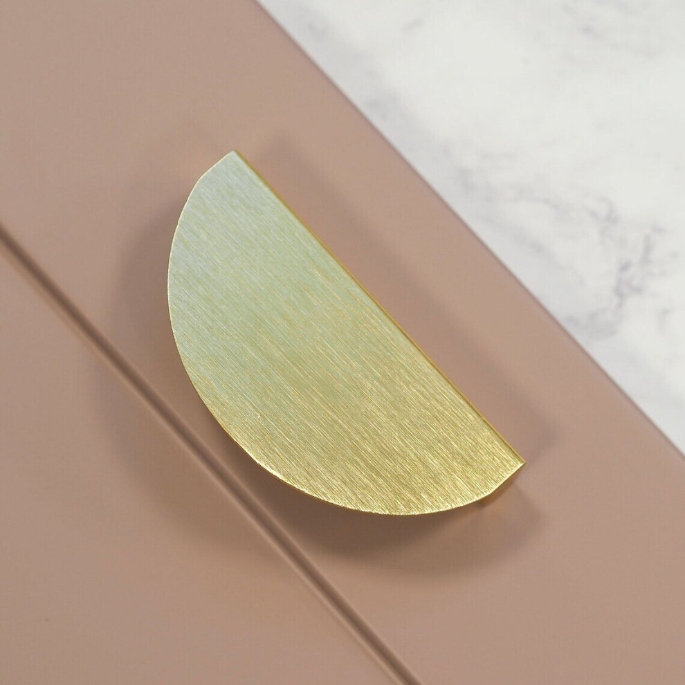 64mm Satin Brass Half Moon Kitchen Cabinet Pull Handle