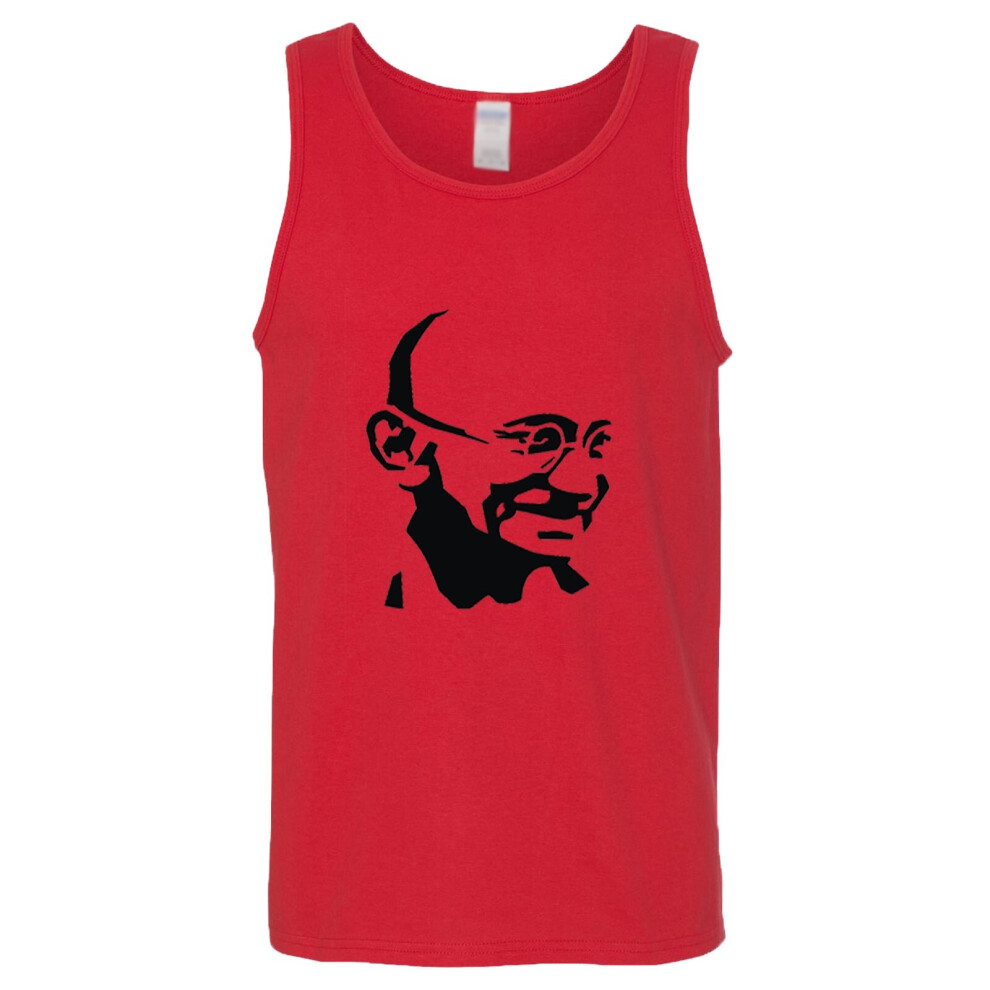 (M) Mahatma Gandhi Hindi Indian Hero Mens Red Basic Tank Top Singlet T Shirt