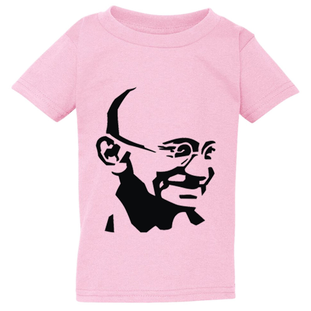 (2XL / 6T / 5-6 YO) Mahatma Gandhi Hindi Indian Hero Light Pink T-ShirtTee Top Baby Toddler Boy Girl