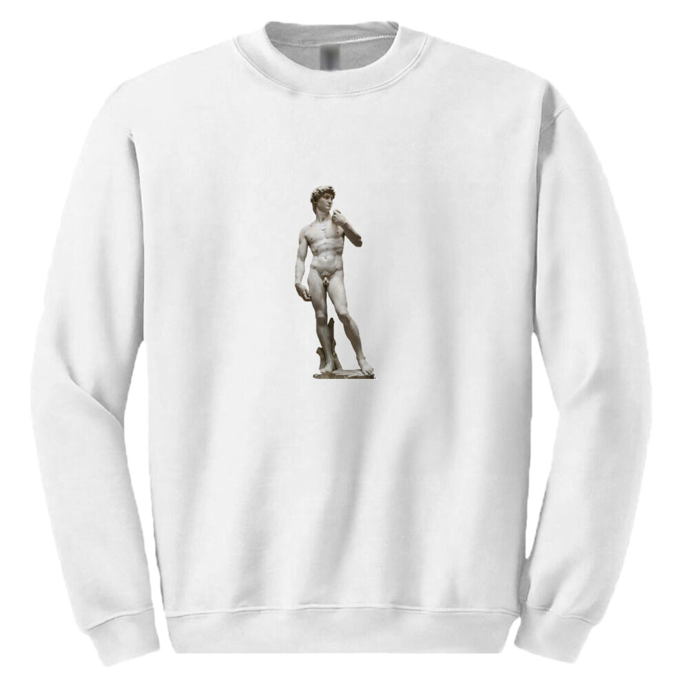 (XL) Michelangelo Statue of David White Sweat Mens Sweater Jumper Sweatshirt