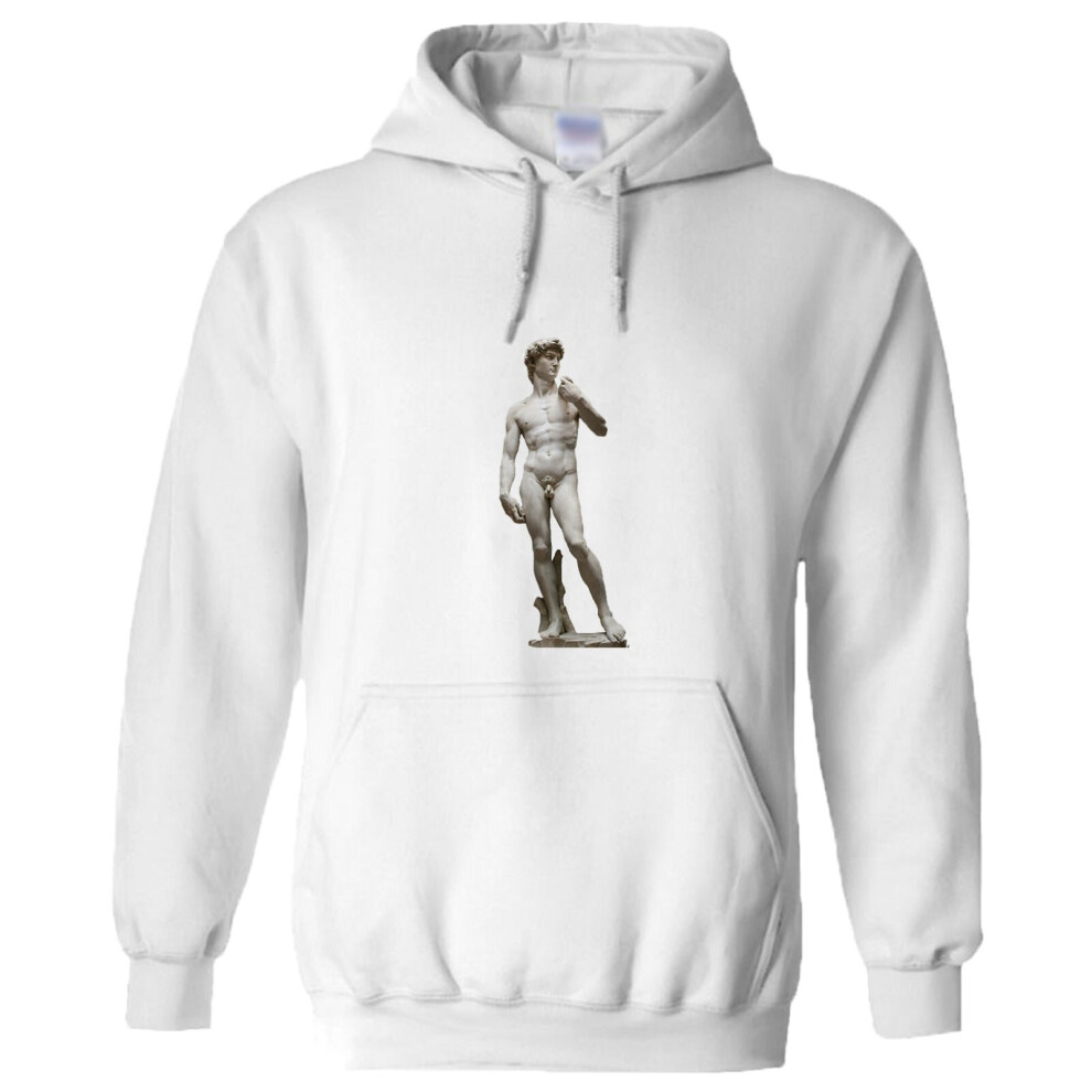 (XL) Michelangelo Statue of David Marble White Hoodie Hooded Sweat Mens Sweater