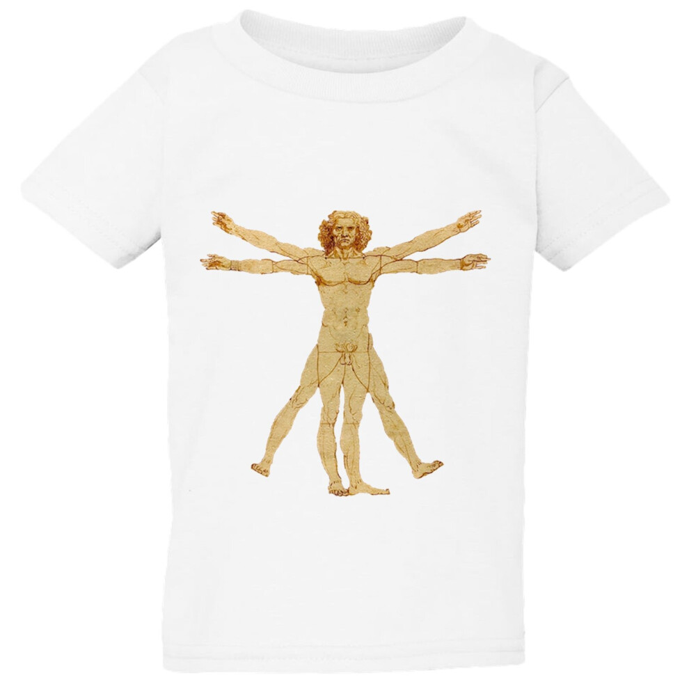 Gildan (Small / 2T / 1-2 Yo) The Vitruvian Man Leonardo Da Vinci White T-Shirt Tee Baby Toddler Kids Boy Girl