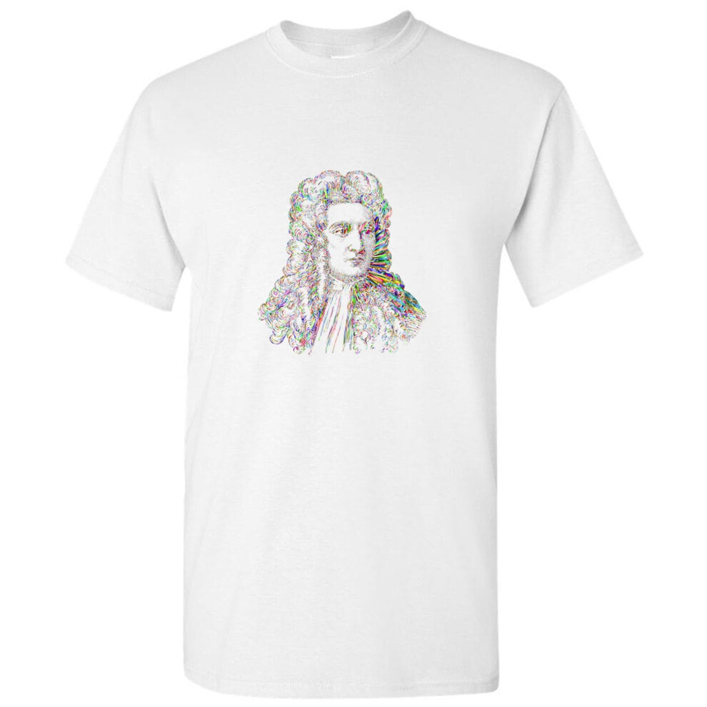 (XL) Sir Isaac Newton Portrait Art Science Cool Design White Mens T Shirt Tee Tops